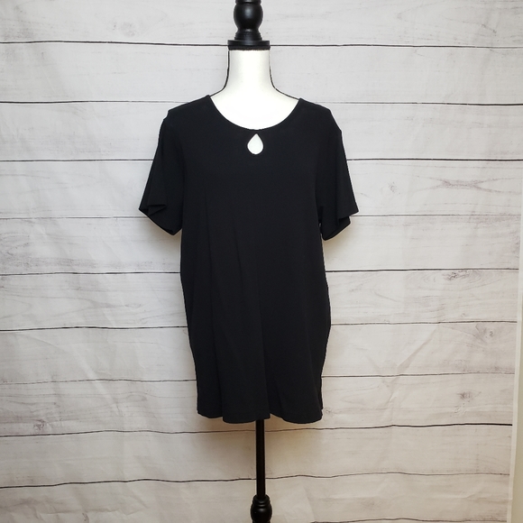 Tops - Sold Elsewhere - Black Basic Eyelet Top